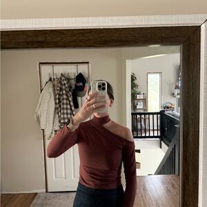 Abercrombie & Fitch maroon Off-the-Shoulder Sweater